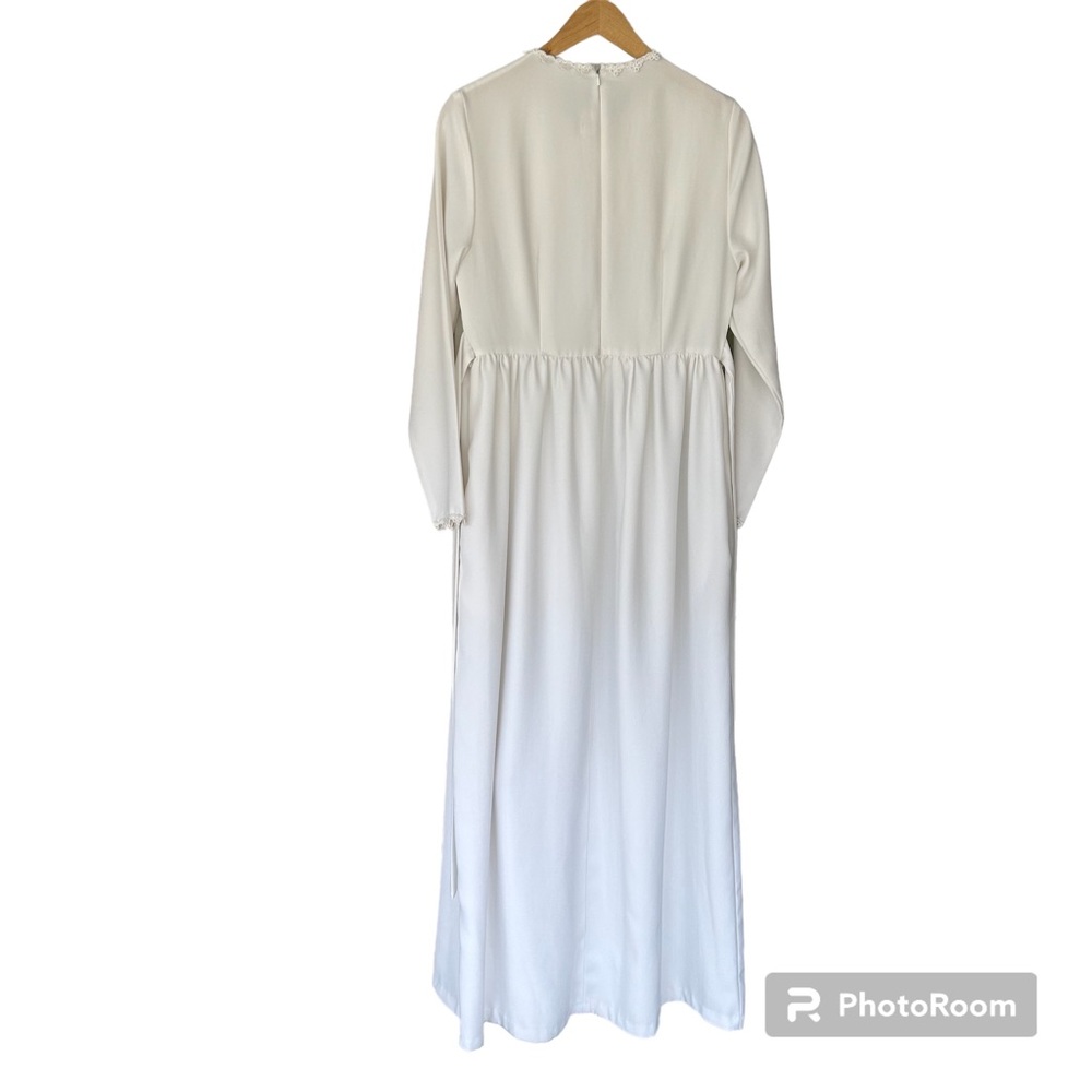Vintage White Maxi Dress Lace Boho Bohemian Wedding Bride 60s 70s - Picture 5 of 11